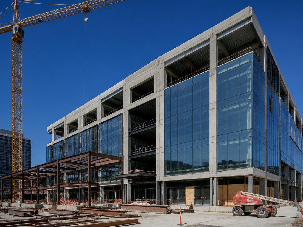 Commercial building exterior under renovation