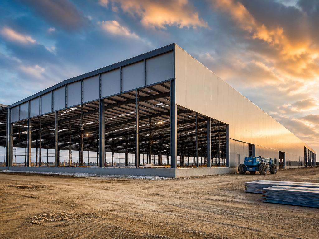 Industrial facility with steel structure